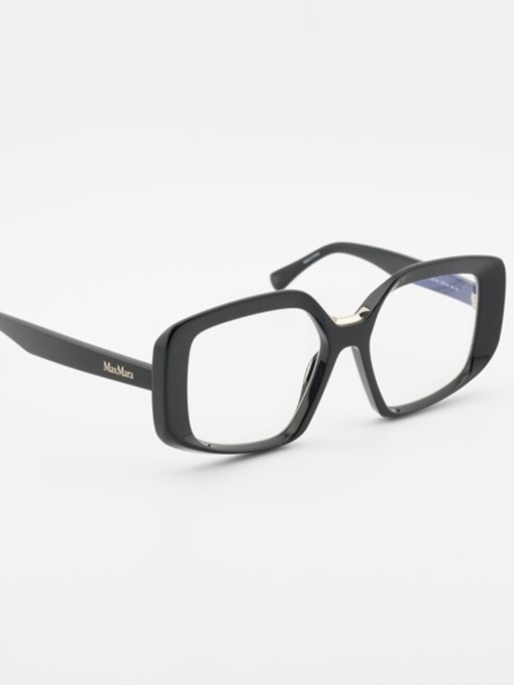 Max Mara MM5131-B 001 Eyeglasses Black 53mm Geometric Frame, Blue Light Block